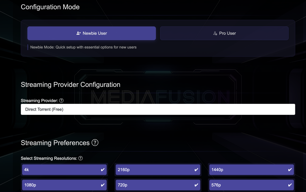 MediaFusion gets newbie mode