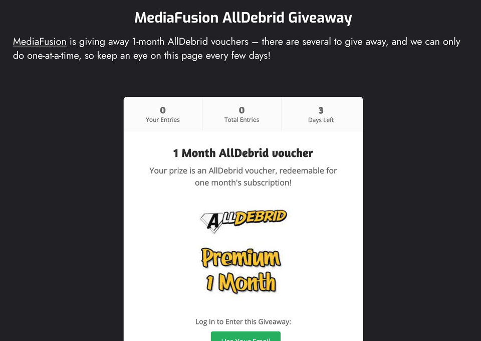 MediaFusion AllDebrid giveaways